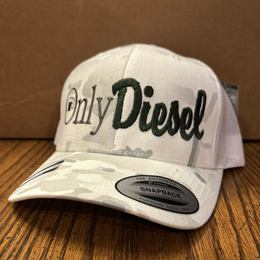 White Camo Trucker SnapBack hat - Only Diesel (Gray/Green)