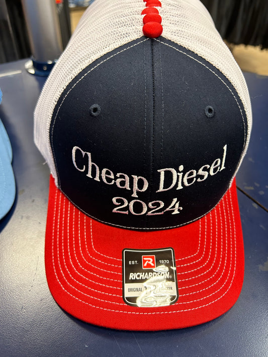 Trucker SnapBack Red/White/Blue Hat - Cheap Diesel 2024 (White)