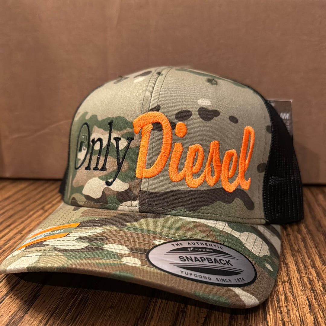 Camo Trucker SnapBack hat - Only Diesel (Green/Orange)