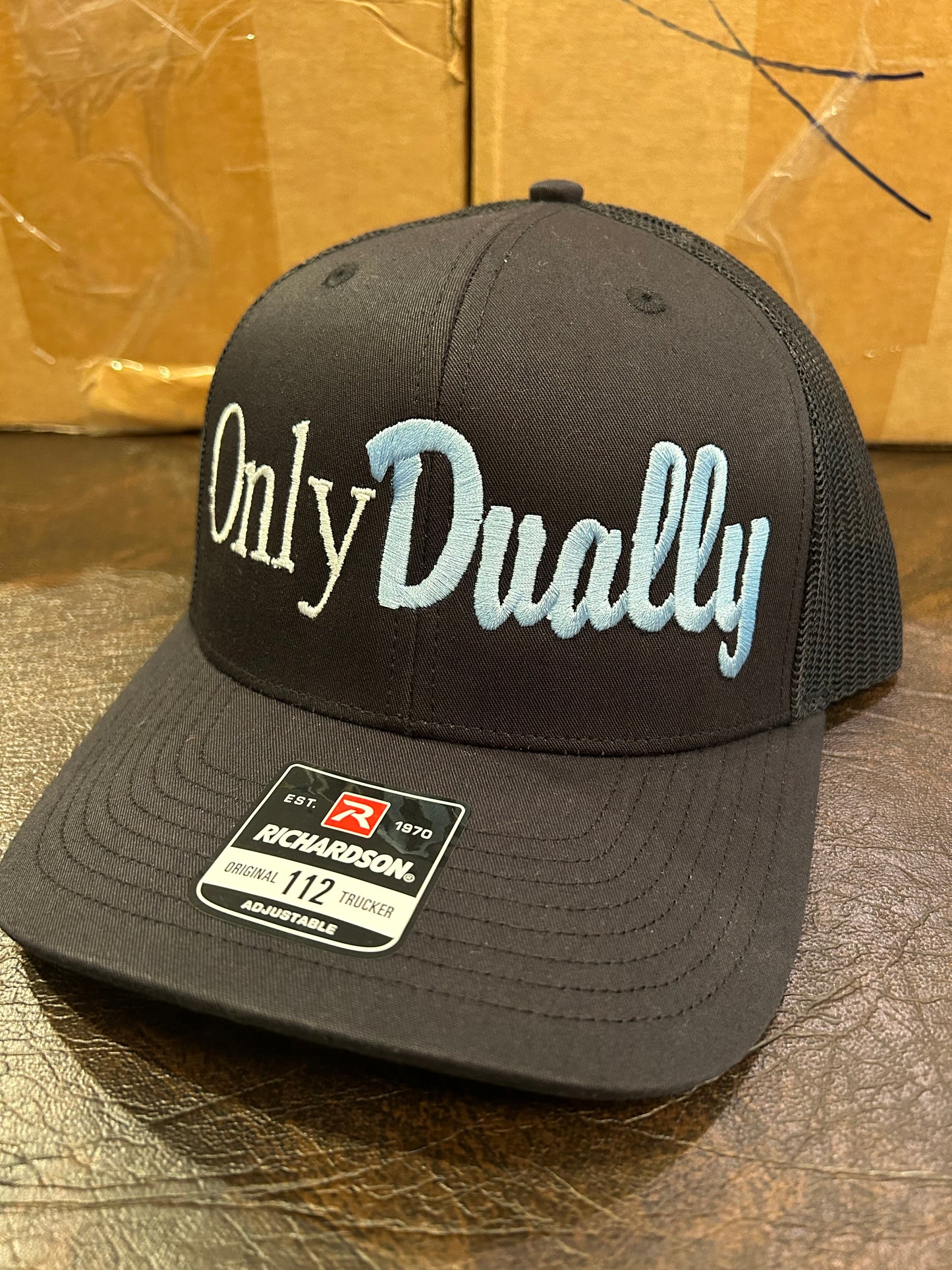 Black Trucker SnapBack hat - Only Dually (White/Blue)