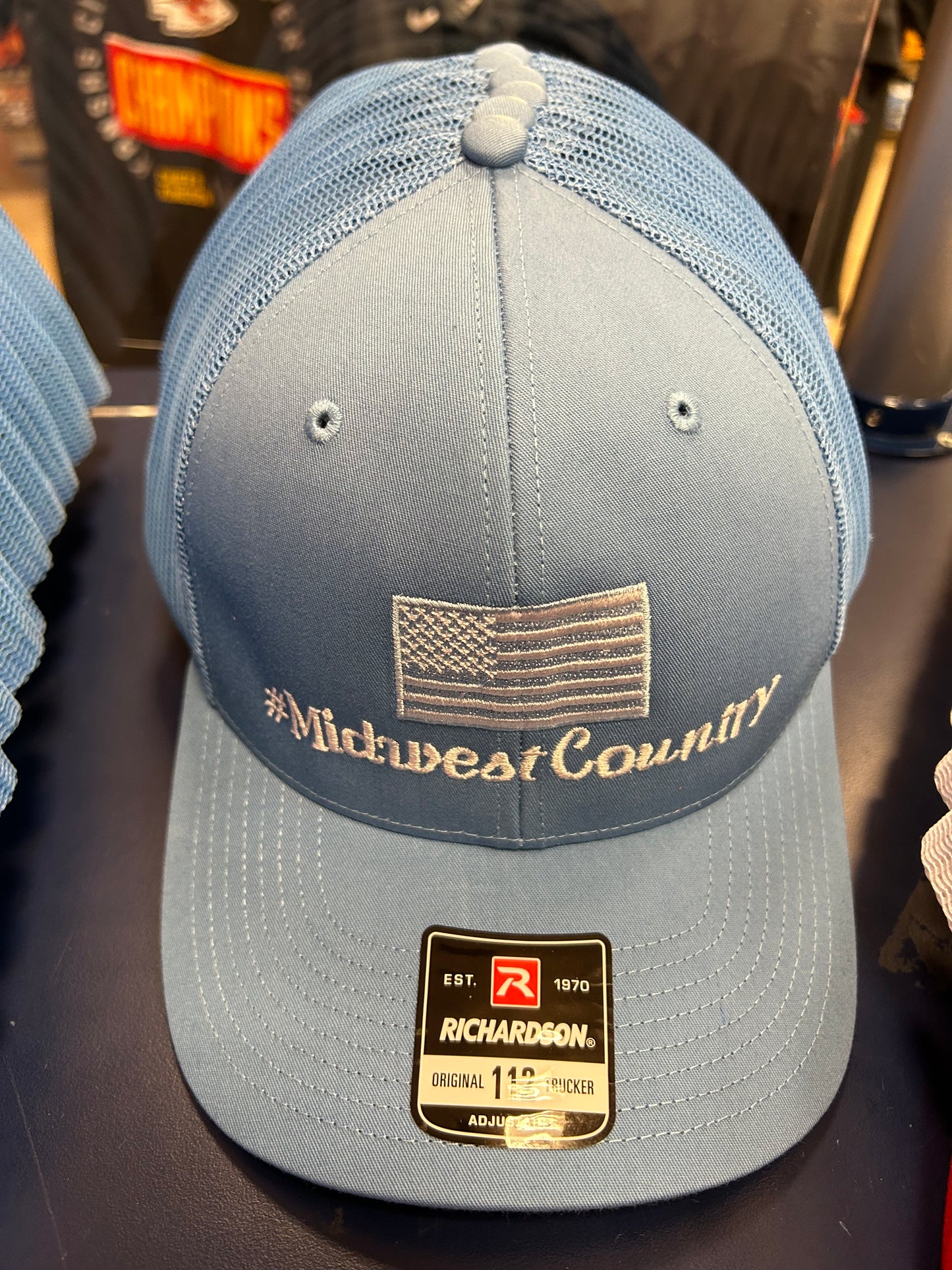 Trucker SnapBack - Baby Blue - #MidwestCountry - White