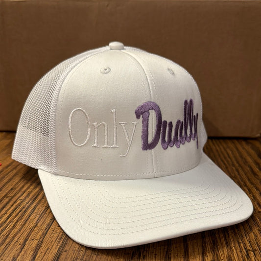 White Trucker SnapBack hat - Only Dually (White/Purple)