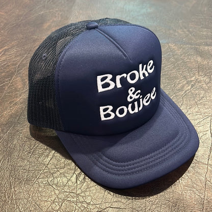 SnapBack Blue - Broke and Boujee - White (Puffy)