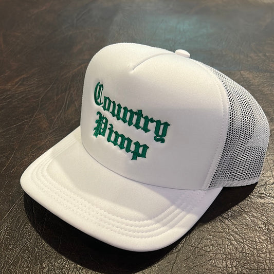 SnapBack White - Country Pimp - Green (Puffy)